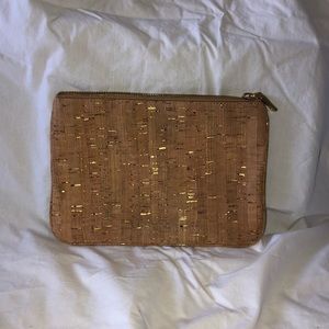 J. Crew Gold Cork Clutch